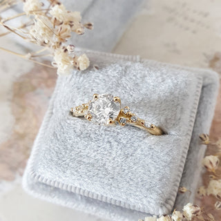 1.0 CT Round Cut Pave Setting D/VS1 Lab Grown Diamond Engagement Ring - violetjewels