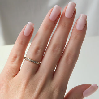 Half eternity wedding band with round diamonds – classic and elegant sparkle