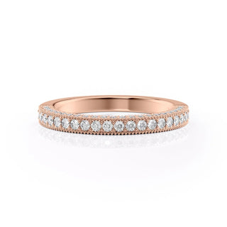 Vintage wedding band with round diamonds – antique-inspired design with intricate details