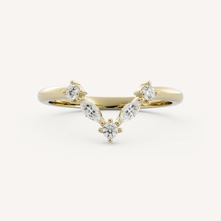 0.20 TCW Marquise & Round Curved Diamond Wedding Band