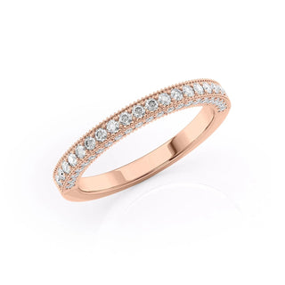 Vintage wedding band with round diamonds – antique-inspired design with intricate details