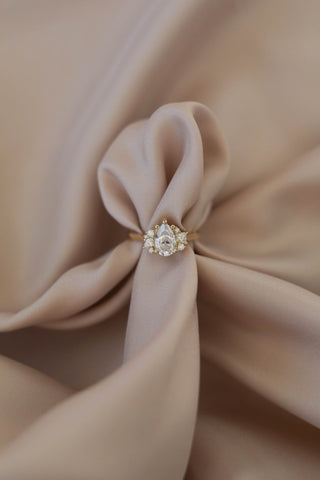 0.80 CT - 2.50 CT Pear Cluster Diamond Engagement Ring