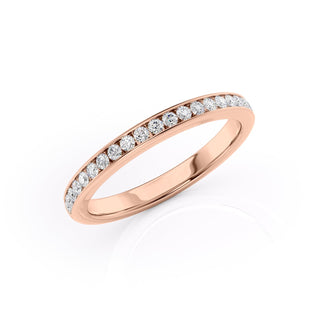 Half eternity wedding band with round diamonds – classic and elegant sparkle
