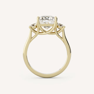 1.50 CT - 3.50 CT Cushion Three Stone Engagement Ring