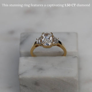 1.50 CT-3.50 CT Radiant 3 Stones CVD E/VS1 Diamond Engagement Ring - violetjewels