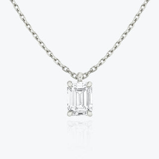 0.25 CT-1.0 CT Emerald Solitaire F/VS Lab Grown Diamond Necklace - violetjewels