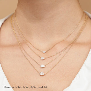 0.25 CT-1.0 CT Pear Solitaire F/VS Lab Grown Diamond Necklace - violetjewels