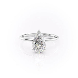 1.50 CT Pear F/VS1 CVD Diamond Hidden Halo Engagement Ring - violetjewels