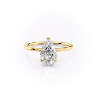 1.50-3.50 CT Pear  Lab Grown Diamond Hidden Halo Engagement Ring