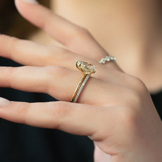 1.50-3.50 CT Pear  Lab Grown Diamond Hidden Halo Engagement Ring