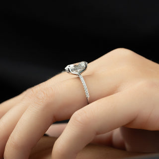 2.50 CT Oval E/VS1 CVD Diamond Hidden Halo Engagement Ring With Pave Setting - violetjewels