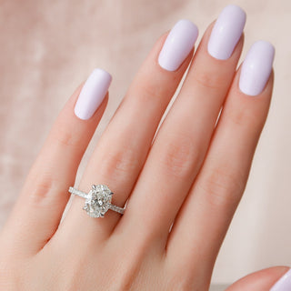 2.50 CT Oval E/VS1 CVD Diamond Hidden Halo Engagement Ring With Pave Setting - violetjewels