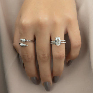 2.50 CT Oval E/VS1 CVD Diamond Hidden Halo Engagement Ring With Pave Setting - violetjewels