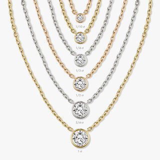 0.10 CT-1.0 CT Round Bezel Solitaire F/VS Lab Grown Diamond Necklace - violetjewels