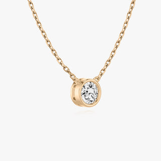 0.10 CT-1.0 CT Round Bezel Solitaire F/VS Lab Grown Diamond Necklace - violetjewels