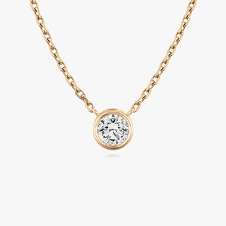 0.10 CT-1.0 CT Round Bezel Solitaire F/VS Lab Grown Diamond Necklace - violetjewels