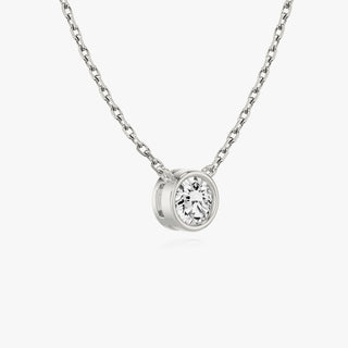 0.10 CT-1.0 CT Round Bezel Solitaire F/VS Lab Grown Diamond Necklace - violetjewels