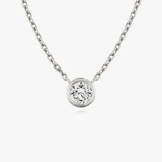 0.10 CT-1.0 CT Round Bezel Solitaire F/VS Lab Grown Diamond Necklace - violetjewels