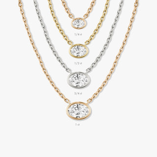 0.25 CT-1.0 CT Oval Bezel Solitaire F/VS Lab Grown Diamond Necklace - violetjewels