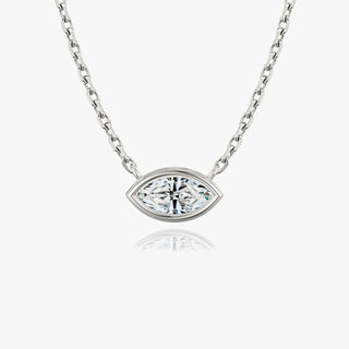 0.25-1.0 CT Marquise Bezel Solitaire F/VS Lab Grown Diamond Necklace - violetjewels
