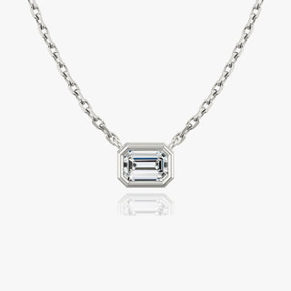 0.25 CT-1.0 CT Emerald Bezel Solitaire F/VS Lab Grown Diamond Necklace - violetjewels