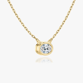 0.25 CT-1.0 CT Oval Bezel Solitaire F/VS Lab Grown Diamond Necklace - violetjewels
