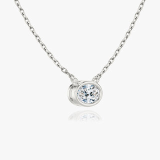 0.25 CT-1.0 CT Oval Bezel Solitaire F/VS Lab Grown Diamond Necklace - violetjewels