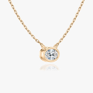 0.25 CT-1.0 CT Oval Bezel Solitaire F/VS Lab Grown Diamond Necklace - violetjewels