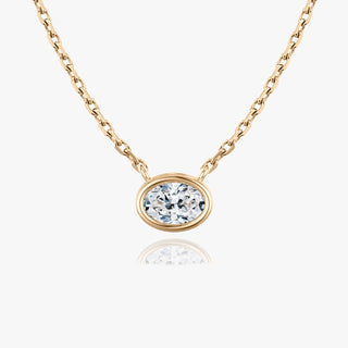 0.25 CT-1.0 CT Oval Bezel Solitaire F/VS Lab Grown Diamond Necklace - violetjewels
