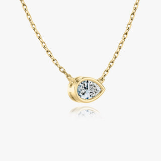 0.25 CT-1.0 CT Pear Bezel Solitaire F/VS Lab Grown Diamond Necklace - violetjewels