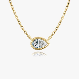 0.25 CT-1.0 CT Pear Bezel Solitaire F/VS Lab Grown Diamond Necklace - violetjewels