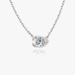 0.25 CT-1.0 CT Pear Bezel Solitaire F/VS Lab Grown Diamond Necklace - violetjewels