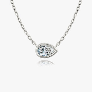 0.25 CT-1.0 CT Pear Bezel Solitaire F/VS Lab Grown Diamond Necklace - violetjewels