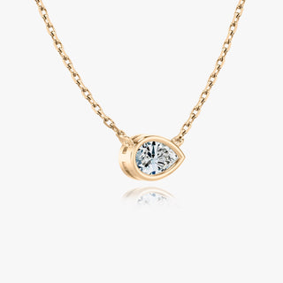 0.25 CT-1.0 CT Pear Bezel Solitaire F/VS Lab Grown Diamond Necklace - violetjewels