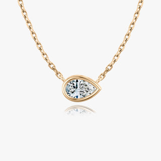 0.25 CT-1.0 CT Pear Bezel Solitaire F/VS Lab Grown Diamond Necklace - violetjewels
