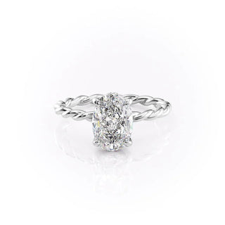 1.50-3.50 CT Oval  Lab Grown Diamond Hidden Halo Engagement Ring