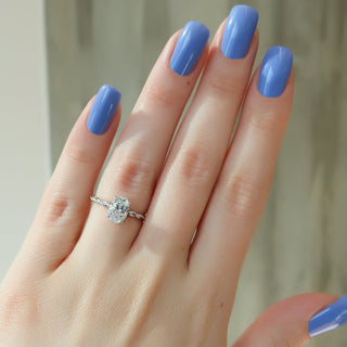 1.50 CT Oval F/VS1 CVD Diamond Hidden Halo Engagement Ring - violetjewels