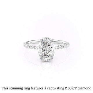 1.50 CT-3.50 CT Oval E/VS1 CVD Diamond Hidden Halo Engagement Ring With Pave Setting - violetjewels