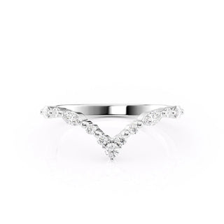 0.25 TCW Round & Marquise Diamond Curved Wedding Band