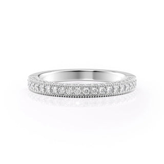 Vintage wedding band with round diamonds – antique-inspired design with intricate details