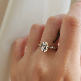 1.50 CT Oval Cut Pave Moissanite Engagement Ring