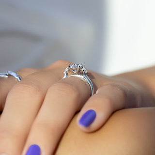 1.50 CT Oval F/VS1 CVD Diamond Three Stones Engagement Ring - violetjewels