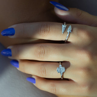 1.50 CT Oval F/VS1 CVD Diamond Three Stones Engagement Ring - violetjewels