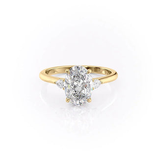 1.50-3.50 CT Oval  Lab Grown Diamond Three Stones Engagement Ring