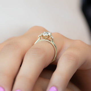 1.50-3.50 CT Oval  Lab Grown Diamond Three Stones Engagement Ring