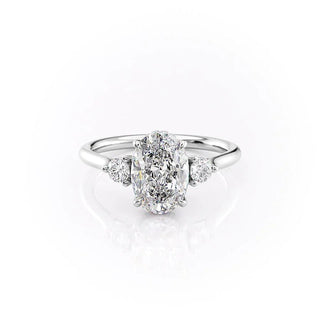 2.50 CT Oval F/VS1 CVD Diamond Three Stones Engagement Ring - violetjewels