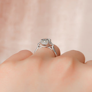 2.50 CT Oval F/VS1 CVD Diamond Three Stones Engagement Ring - violetjewels