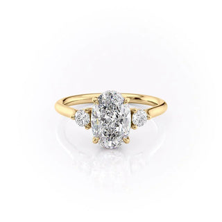1.50-3.50 CT Oval  Lab Grown Diamond Three Stones Engagement Ring