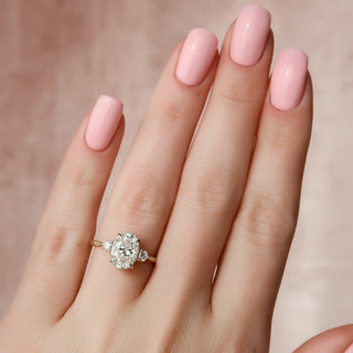 1.50-3.50 CT Oval  Lab Grown Diamond Three Stones Engagement Ring