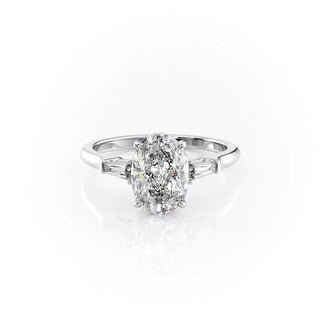1.50 CT-3.50 CT Oval F/VS1 CVD Diamond Three Stone Engagement Ring - violetjewels